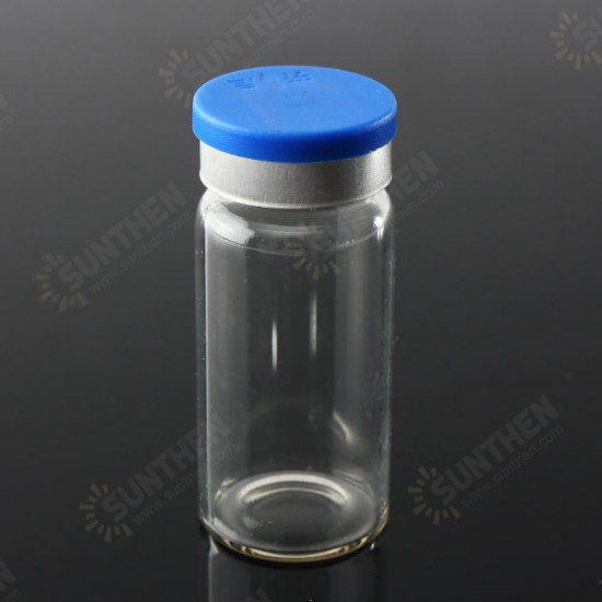 100Pcs 10mL Clear Glass Bottle Storage Vials w/ Stopper Flip Off Seals Aluminum Blue Caps