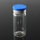 100Pcs 10mL Clear Glass Bottle Storage Vials w/ Stopper Flip Off Seals Aluminum Blue Caps