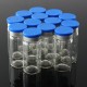 100Pcs 10mL Clear Glass Bottle Storage Vials w/ Stopper Flip Off Seals Aluminum Blue Caps