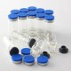 100Pcs 10mL Clear Glass Bottle Storage Vials w/ Stopper Flip Off Seals Aluminum Blue Caps