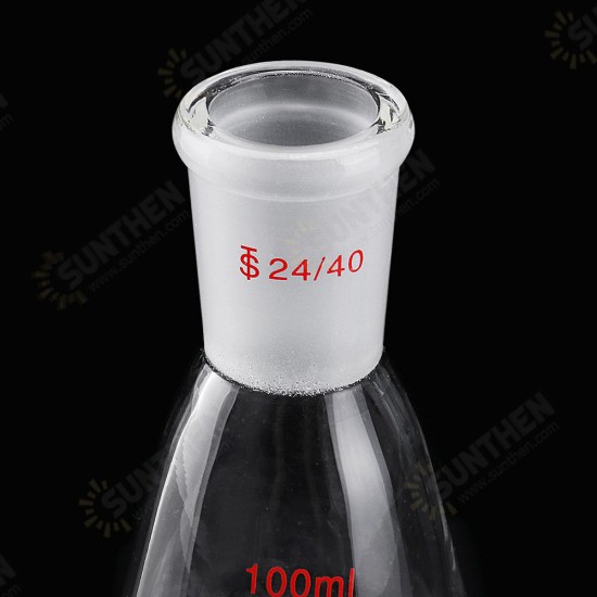 100mL 24/40 Clear Glass Erlenmeyer Flask Conical Flask Bottle Laboratory Glassware Chemistry