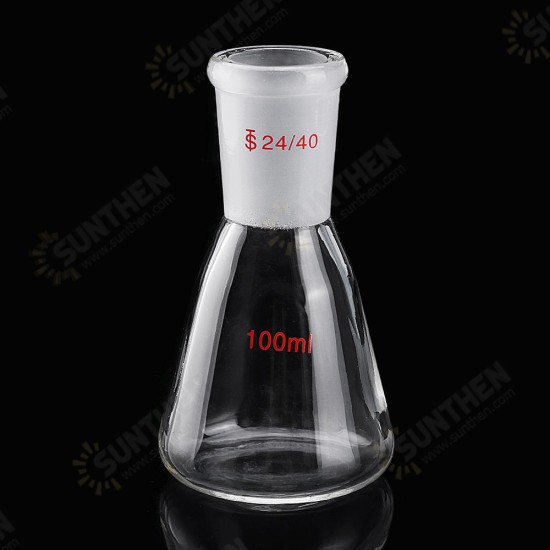 100mL 24/40 Clear Glass Erlenmeyer Flask Conical Flask Bottle Laboratory Glassware Chemistry