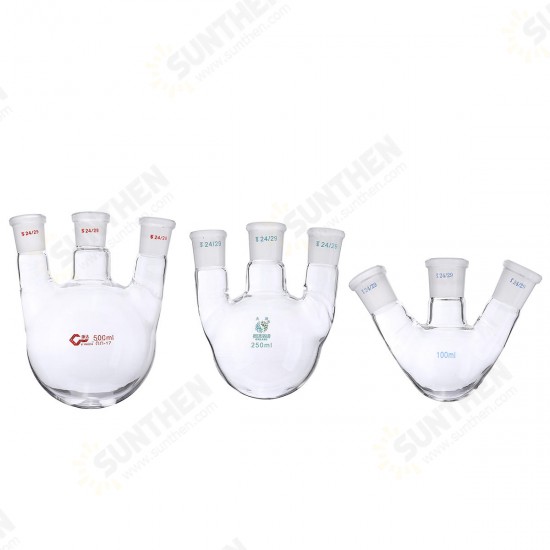 100ml 250ml 500ml Glass 24/29 Three Neck Round Bottoom Boiling Flask 3-Neck Laboratory Glassware