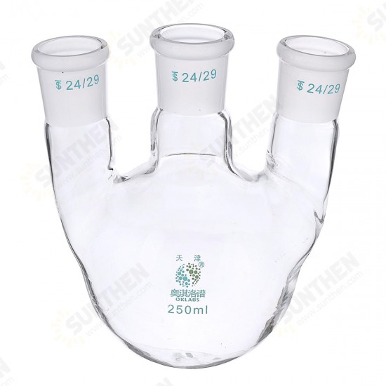 100ml 250ml 500ml Glass 24/29 Three Neck Round Bottoom Boiling Flask 3-Neck Laboratory Glassware