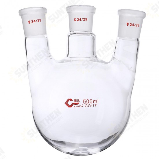 100ml 250ml 500ml Glass 24/29 Three Neck Round Bottoom Boiling Flask 3-Neck Laboratory Glassware