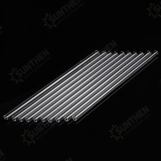 10Pcs 200x7x2mm Length 200mm OD 7mm 2mm Thick Wall Borosilicate Glass Blowing Tube Lab Factory School Home Tubes