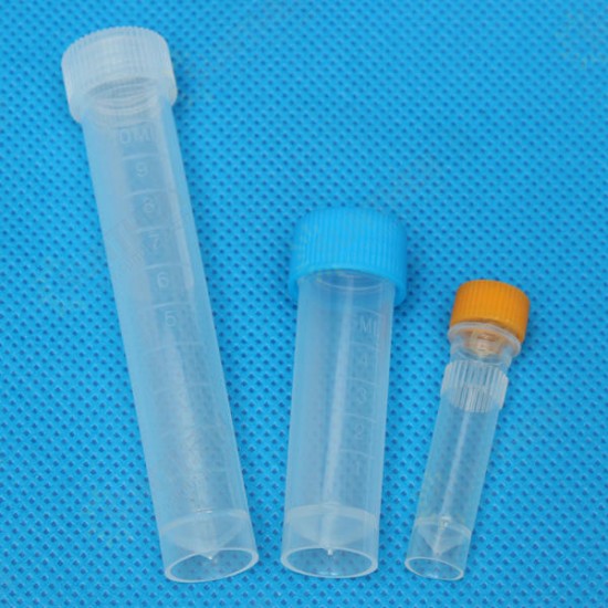 10pcs Graduated Plastic Cryovial Cryogenic Vial Test Tube Self Standing With Cap 1.5/5/10mL