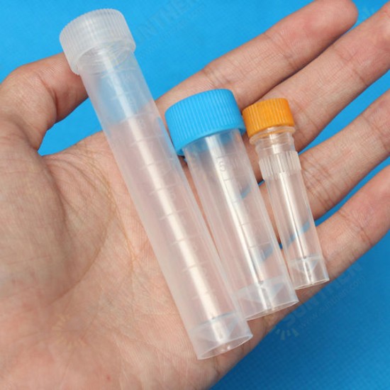 10pcs Graduated Plastic Cryovial Cryogenic Vial Test Tube Self Standing With Cap 1.5/5/10mL