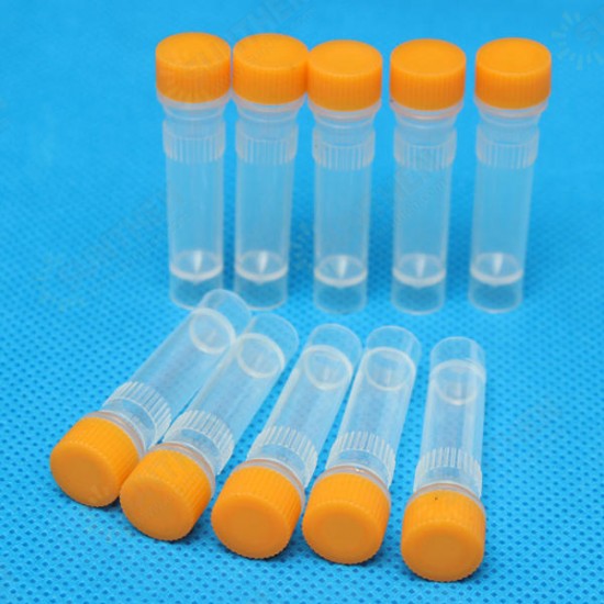 10pcs Graduated Plastic Cryovial Cryogenic Vial Test Tube Self Standing With Cap 1.5/5/10mL