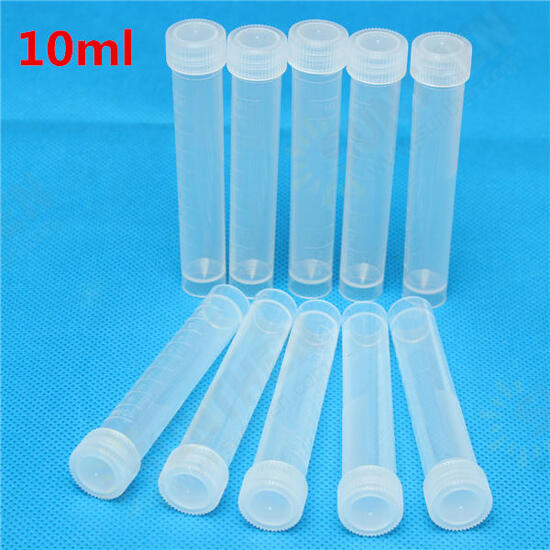 10pcs Graduated Plastic Cryovial Cryogenic Vial Test Tube Self Standing With Cap 1.5/5/10mL