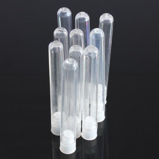 10pcs Round Bottom Clear Plastic Tube With Cap Stopper 12X75/100mm