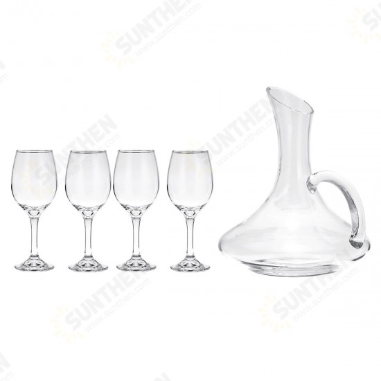 1700ML Crystal Glass Decanter and 4 Cups Elegant Pourer Carafe Lead-Free Table Aerator Carafe