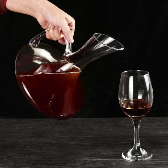 1700ML Crystal Glass Decanter and 4 Cups Elegant Pourer Carafe Lead-Free Table Aerator Carafe