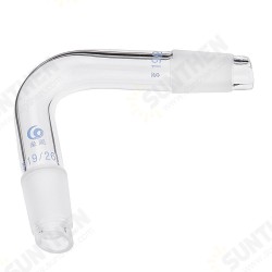 19/26 75 Degree Borosilicate Glass Distillation Adapter Connector Distilling Tube w/ Standard Ground Taper Inner Joints 19/26 75 Degree Borosilicate Glass Distillation Adapter Connector Distilling Tube w/ Standard Ground Taper Inner Joints