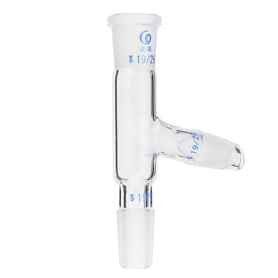 19/26 75 Degree Three-way Borosilicate Glass Distillation Adapter Connector Distilling Tube w/ Standard Ground Taper Joints