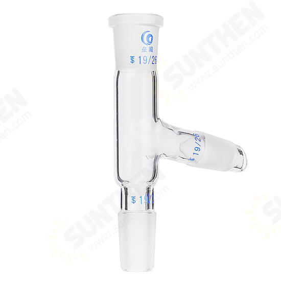 19/26 75 Degree Three-way Borosilicate Glass Distillation Adapter Connector Distilling Tube w/ Standard Ground Taper Joints