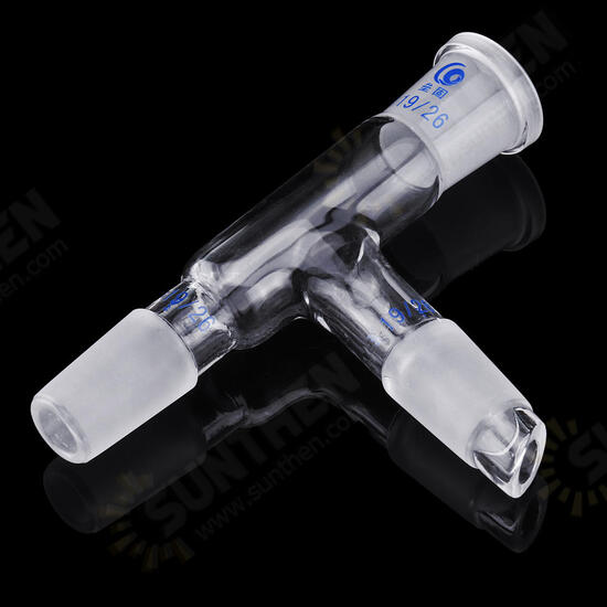 19/26 75 Degree Three-way Borosilicate Glass Distillation Adapter Connector Distilling Tube w/ Standard Ground Taper Joints