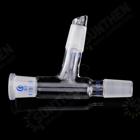 19/26 75 Degree Three-way Borosilicate Glass Distillation Adapter Connector Distilling Tube w/ Standard Ground Taper Joints