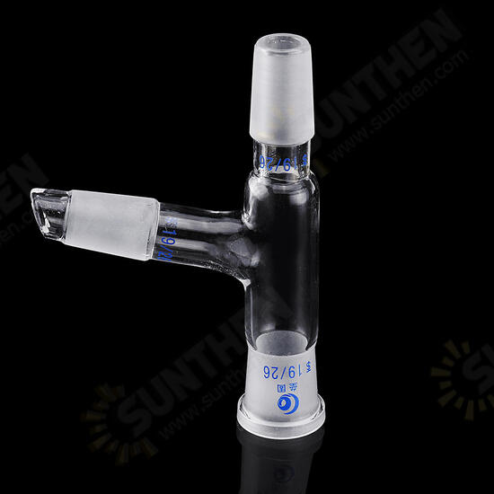 19/26 75 Degree Three-way Borosilicate Glass Distillation Adapter Connector Distilling Tube w/ Standard Ground Taper Joints