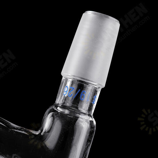 19/26 75 Degree Three-way Borosilicate Glass Distillation Adapter Connector Distilling Tube w/ Standard Ground Taper Joints