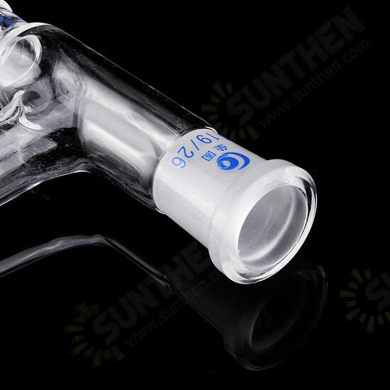 19/26 75 Degree Three-way Borosilicate Glass Distillation Adapter Connector Distilling Tube w/ Standard Ground Taper Joints