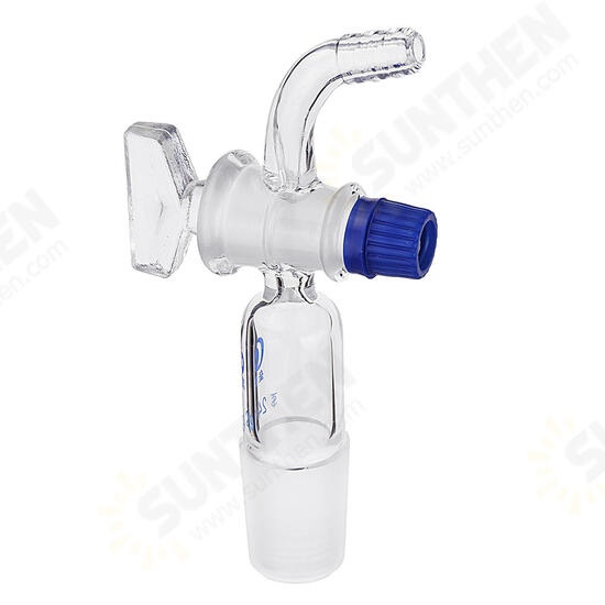 24/29 Glass Adapter Vacuum Flow Control Adapter with Glass Stopcock Male Ground Joint to Right Angle Hose Connection