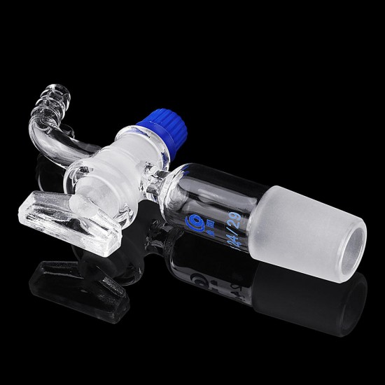 24/29 Glass Adapter Vacuum Flow Control Adapter with Glass Stopcock Male Ground Joint to Right Angle Hose Connection