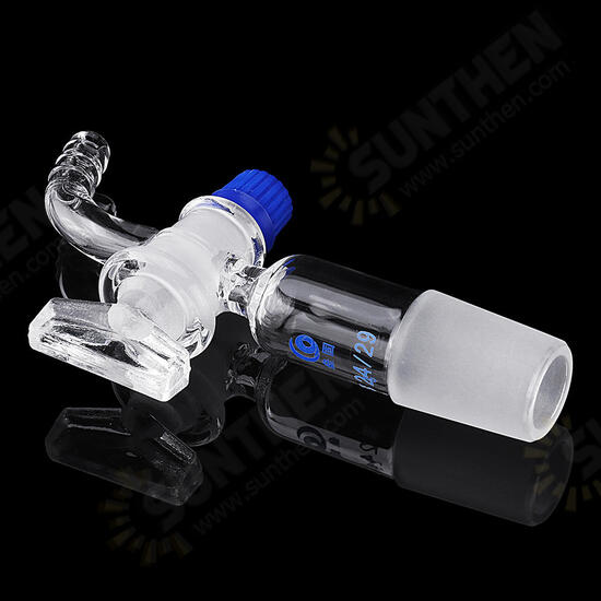 24/29 Glass Adapter Vacuum Flow Control Adapter with Glass Stopcock Male Ground Joint to Right Angle Hose Connection