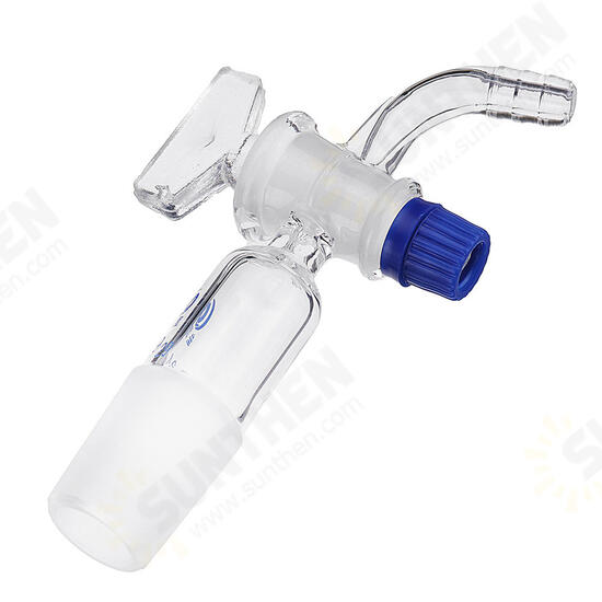 24/29 Glass Adapter Vacuum Flow Control Adapter with Glass Stopcock Male Ground Joint to Right Angle Hose Connection