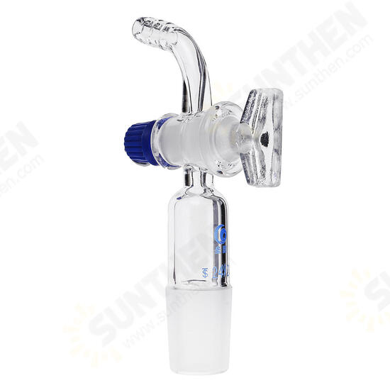 24/29 Glass Adapter Vacuum Flow Control Adapter with Glass Stopcock Male Ground Joint to Right Angle Hose Connection