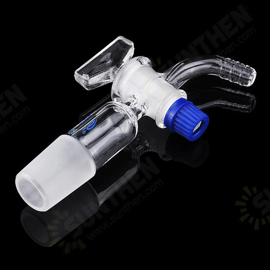 24/29 Glass Adapter Vacuum Flow Control Adapter with Glass Stopcock Male Ground Joint to Right Angle Hose Connection