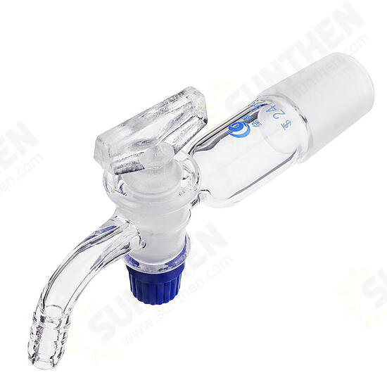 24/29 Glass Adapter Vacuum Flow Control Adapter with Glass Stopcock Male Ground Joint to Right Angle Hose Connection