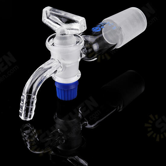 24/29 Glass Adapter Vacuum Flow Control Adapter with Glass Stopcock Male Ground Joint to Right Angle Hose Connection