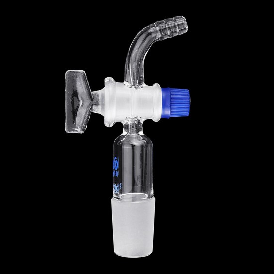 24/29 Glass Adapter Vacuum Flow Control Adapter with Glass Stopcock Male Ground Joint to Right Angle Hose Connection