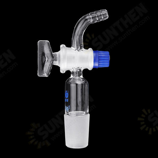 24/29 Glass Adapter Vacuum Flow Control Adapter with Glass Stopcock Male Ground Joint to Right Angle Hose Connection