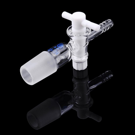 24/29 Glass Adapter Vacuum Flow Control Adapter with PTFE Stopcock Male Ground Joint to Straight Hose Connection