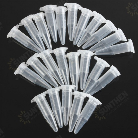 25pcs 1.5mL Disposable Graduated Clear Plastic Eppendorf Centrifuge Tube Vial