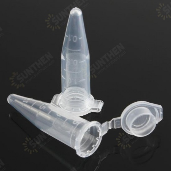 25pcs 1.5mL Disposable Graduated Clear Plastic Eppendorf Centrifuge Tube Vial