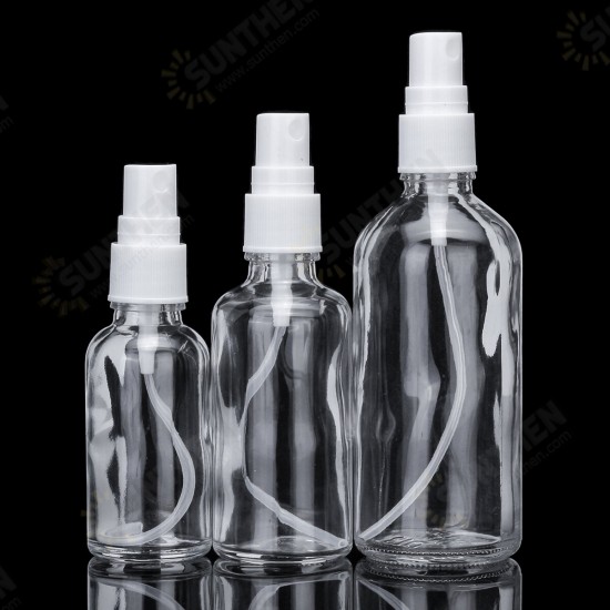 30ml/50ml/100ml Clear Glass Bottle Sprayer Essential Oils Container Spraying Bottle