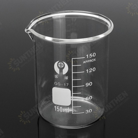 3Pcs 100ml 150ml 250ml Beaker Set Graduated Borosilicate Glass Beaker Volumetric Measuring Lab Glassware