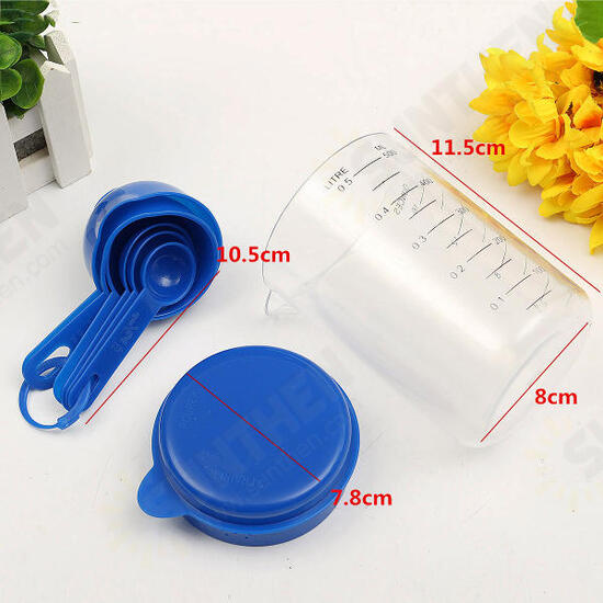 500ML Plastic Craft Tea Spoon Measuring Cup with Spoons Set for Lab