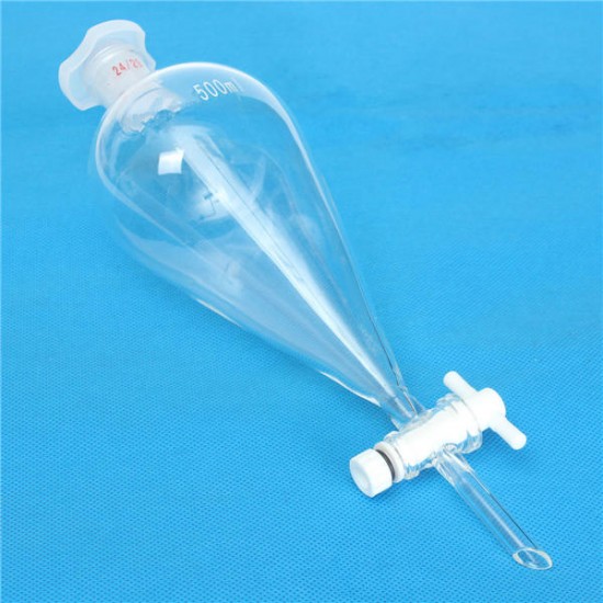 500mL 24/29 Joint Lab Glass Pear Shape Separatory Funnel with PTFE Stopcock