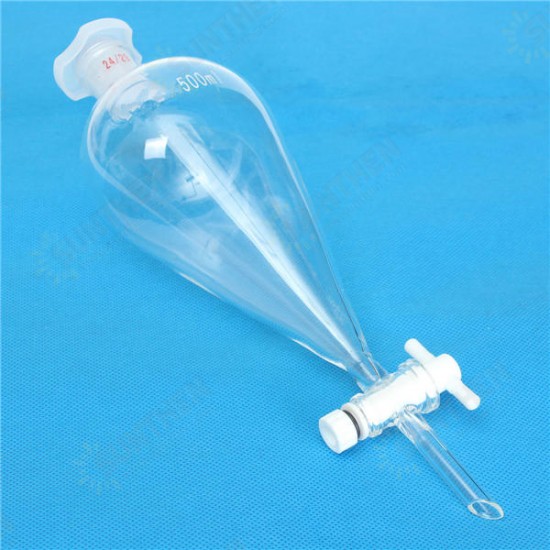 500mL 24/29 Joint Lab Glass Pear Shape Separatory Funnel with PTFE Stopcock 500mL 24/29 Joint Lab Glass Pear Shape Separatory Funnel with PTFE Stopcock