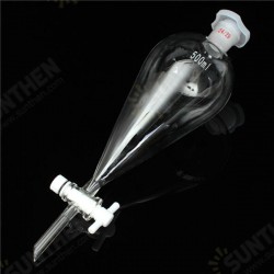 500mL 24/29 Joint Lab Glass Pear Shape Separatory Funnel with PTFE Stopcock 500mL 24/29 Joint Lab Glass Pear Shape Separatory Funnel with PTFE Stopcock