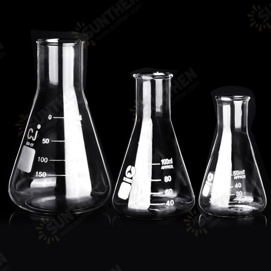 50/100/150/250m Flat Bottom Conical Glass Flask