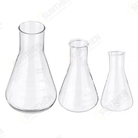 50/100/150/250m Flat Bottom Conical Glass Flask