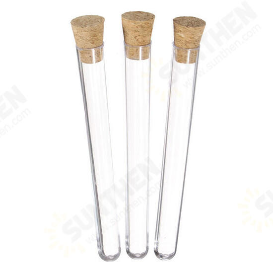 50Pcs 16x150mm 20ml Plastic Test Tube With Stopper Lab Supplies