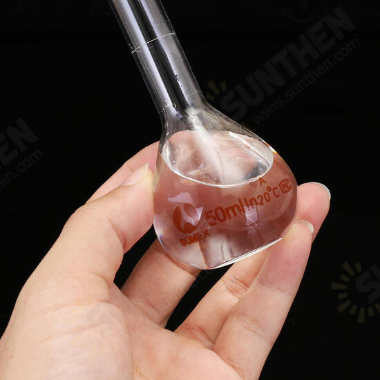 50mL Clear Glass Volumetric Flask w/ Glass Stopper Lab Chemistry Glassware