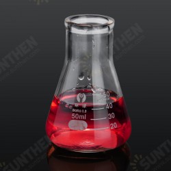 50mL Lab Glass Erlenmeyer Conical Flask Bottle w/ Rim Borosilicate Laboratory Glassware 50mL Lab Glass Erlenmeyer Conical Flask Bottle w/ Rim Borosilicate Laboratory Glassware