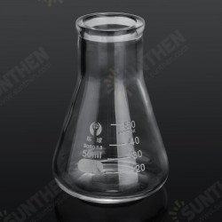 50mL Lab Glass Erlenmeyer Conical Flask Bottle w/ Rim Borosilicate Laboratory Glassware 50mL Lab Glass Erlenmeyer Conical Flask Bottle w/ Rim Borosilicate Laboratory Glassware